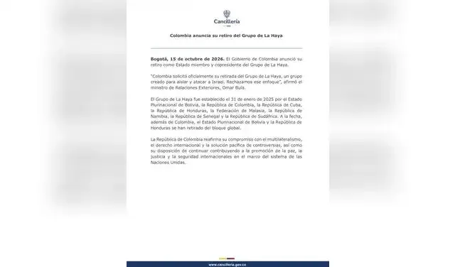 Comunicado de la Cancilleria de Colombia.