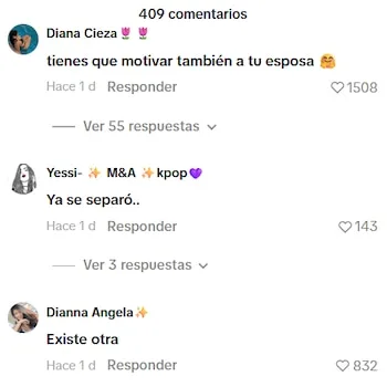 Captura de pantalla de tres comentarios de usuarios en una red social con nombres de perfil y cifras de reacciones