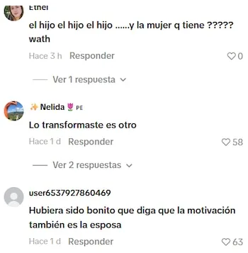 Captura de pantalla con tres comentarios de usuarios en una red social, acompañados de fotos de perfil y contadores de me gusta